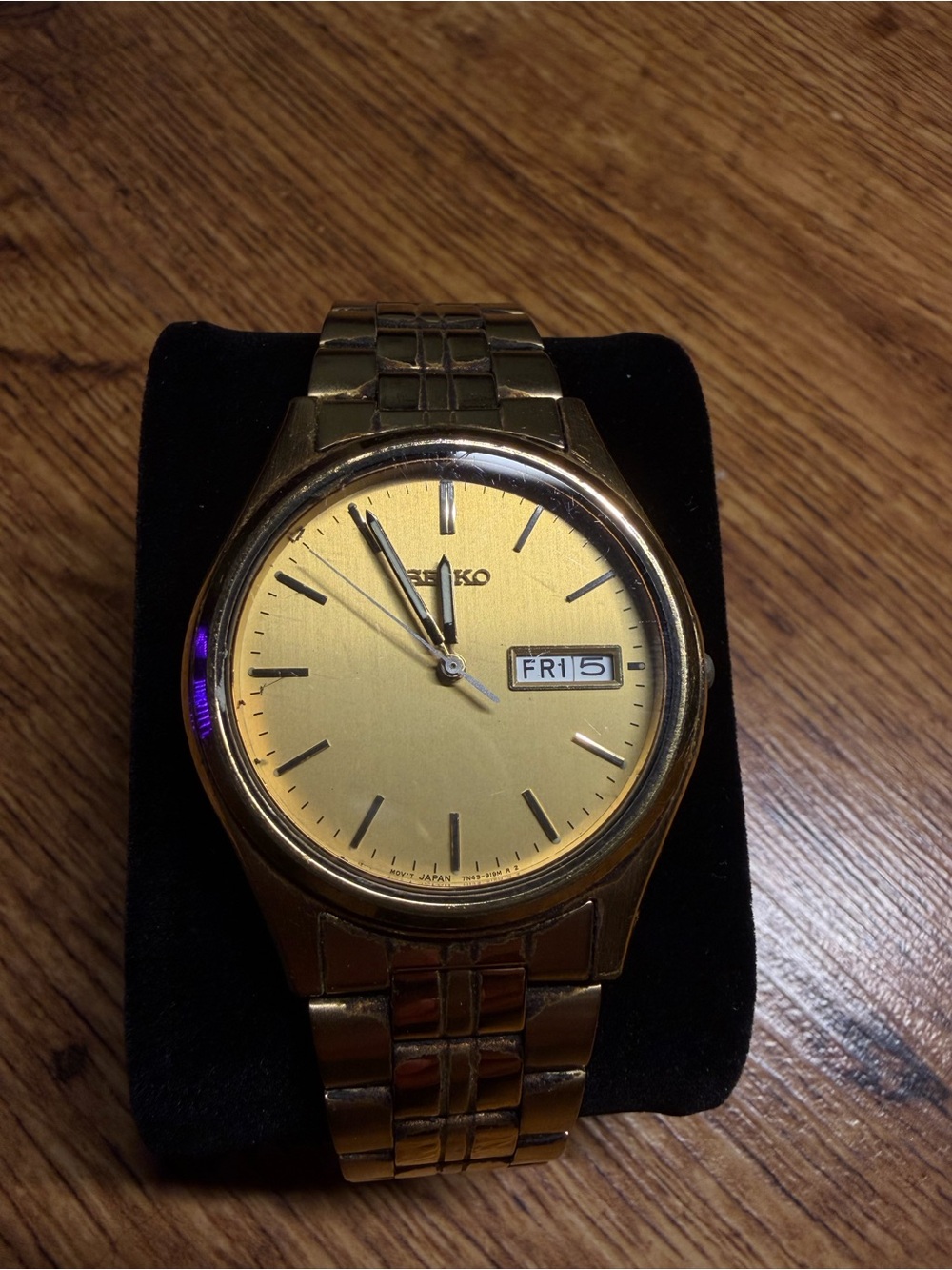 Seiko Quartz Presidential 7N43-9048 Gold-Tone Water Resistant Watch Vintage 80s
